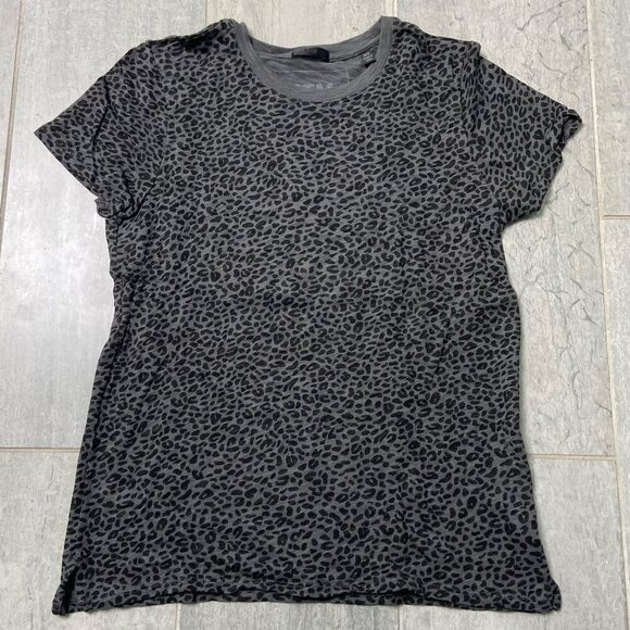 ATM Schoolboy Tee Cheetah Leopard Print Slub Cotton Jersey Gray Black Sz Medium - Picture 1 of 7